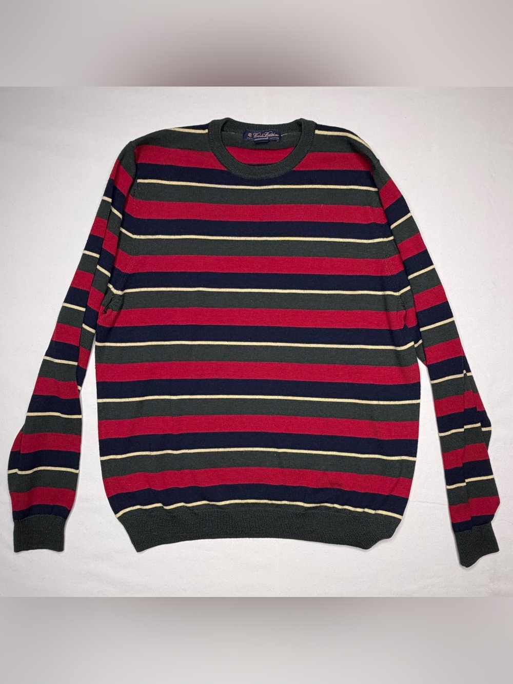 Brooks Brothers Sweater Sz M Merino Wool Colorful Striped Coastal 723